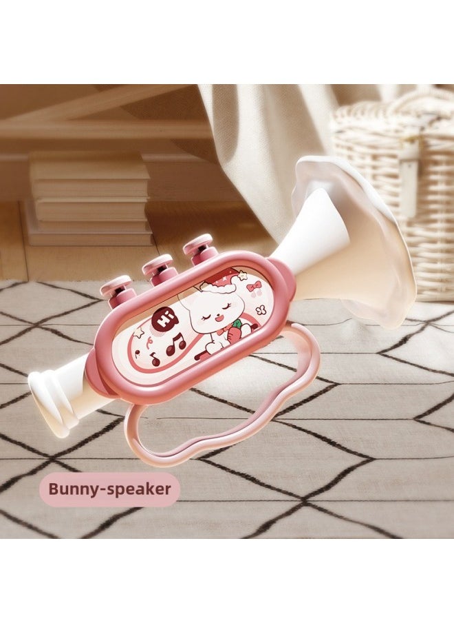 null - Puzzle Early Education Percussion Instrument Tambourine Enlightenment Infants Can Bite Hand Rattle Children's Tooth Gel Toys Hand Drum-Color:Pink Rabbit [laker] Opp Bag - Image 1