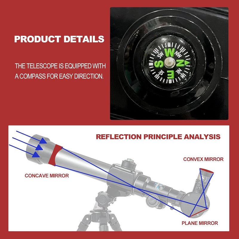 Ideal Swan Telescope for Kids 8-12 - Beginner Astronomy Spyglass with 20x, 30x, 40x Magnification - Image 5