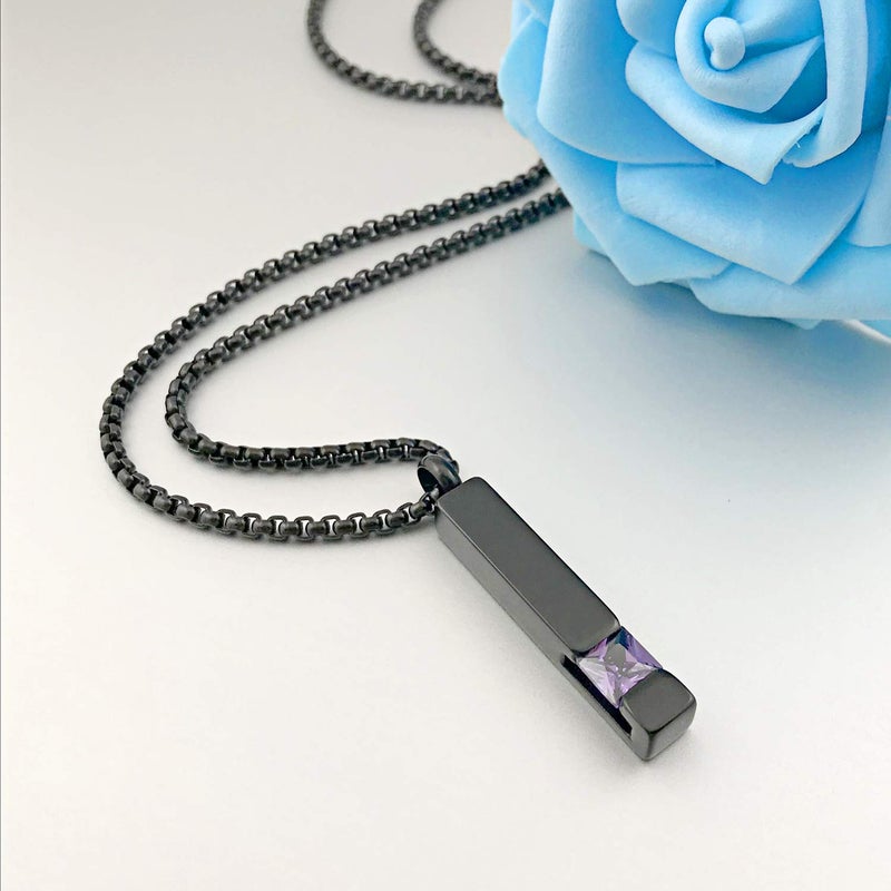 Youfeng Urn Necklaces For Ashes Birthstone Cube Urns For Human Ashes Memorial Cremation Urn Locket Keepsake Ashes Jewelry (February) - Image 4