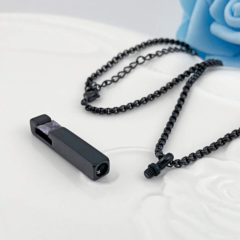 Youfeng Urn Necklaces For Ashes Birthstone Cube Urns For Human Ashes Memorial Cremation Urn Locket Keepsake Ashes Jewelry (February) - Image 5