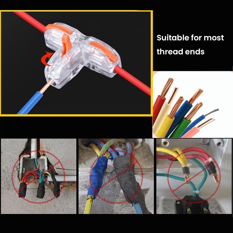 Serplex ® 10 قطع موصلات الأسلاك ليفر نوت 3 موصل كابل نوع T موزع سريع مع رافعات لـ 28-12 AWG - Image 4