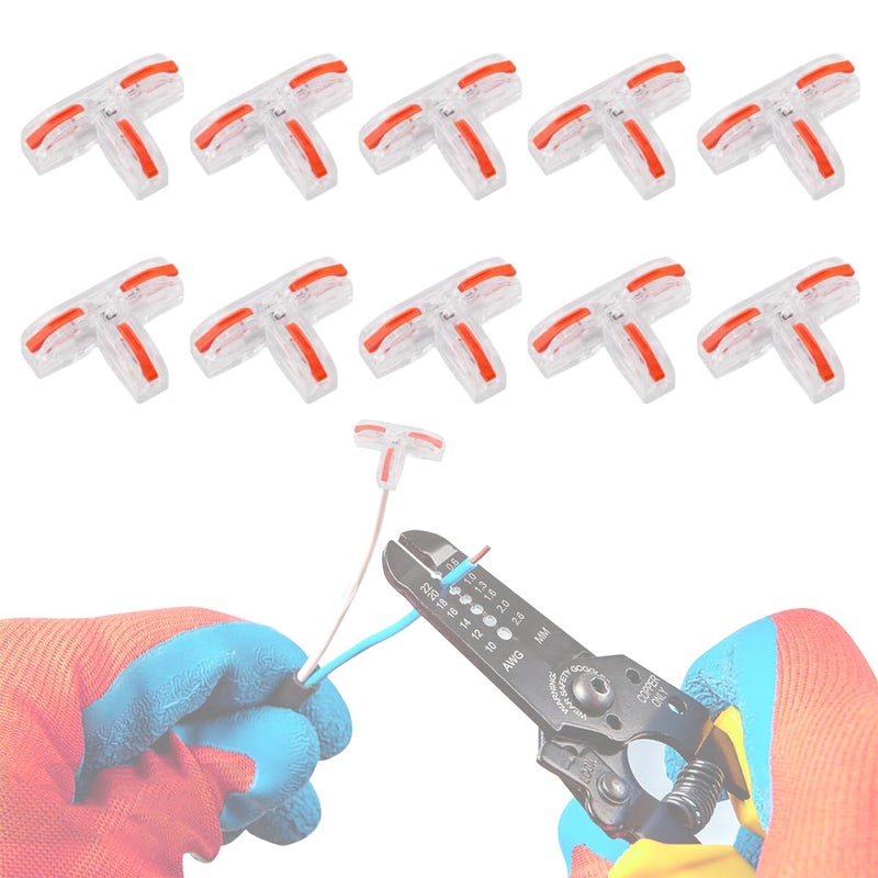 Serplex ® 10 قطع موصلات الأسلاك ليفر نوت 3 موصل كابل نوع T موزع سريع مع رافعات لـ 28-12 AWG - Image 1