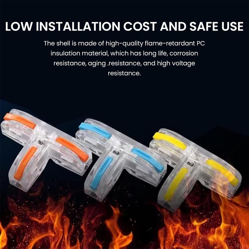 Serplex ® 10 قطع موصلات الأسلاك ليفر نوت 3 موصل كابل نوع T موزع سريع مع رافعات لـ 28-12 AWG - Image 5