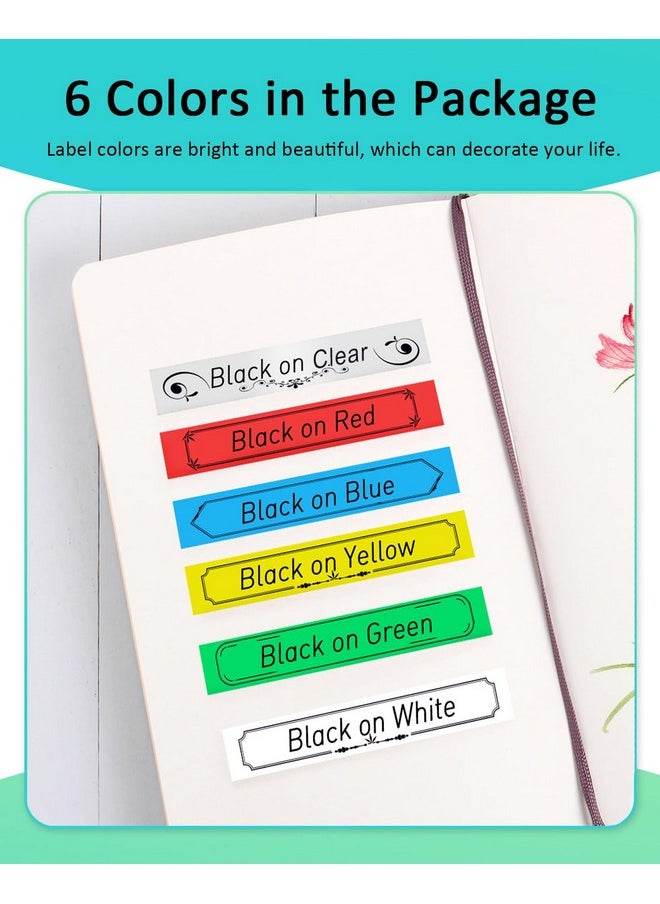 Anycolor - 6Pack Compatible With Brother P Touch M Tape M231 Mk231 Mk131 431 531 631 731 Label Tape 12Mm 0.47 Inch Work For Brother Ptm95 Pt70Bm Pt90 Pt65 Pt45 Label Maker Refills - Image 1