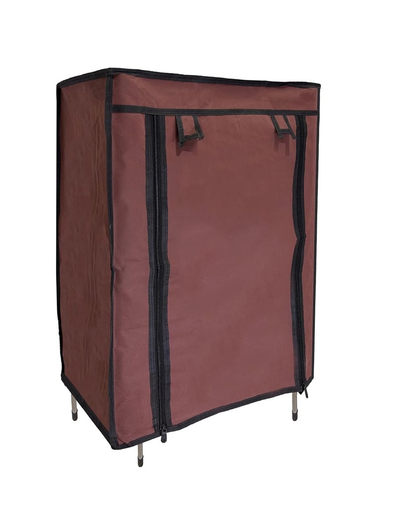 PHILOSHOP PHILOSHOP 4 Tier Shoe Rack with Dustproof Cover Shoe Shelf Storage OrganizerBrown Metal - Image 4