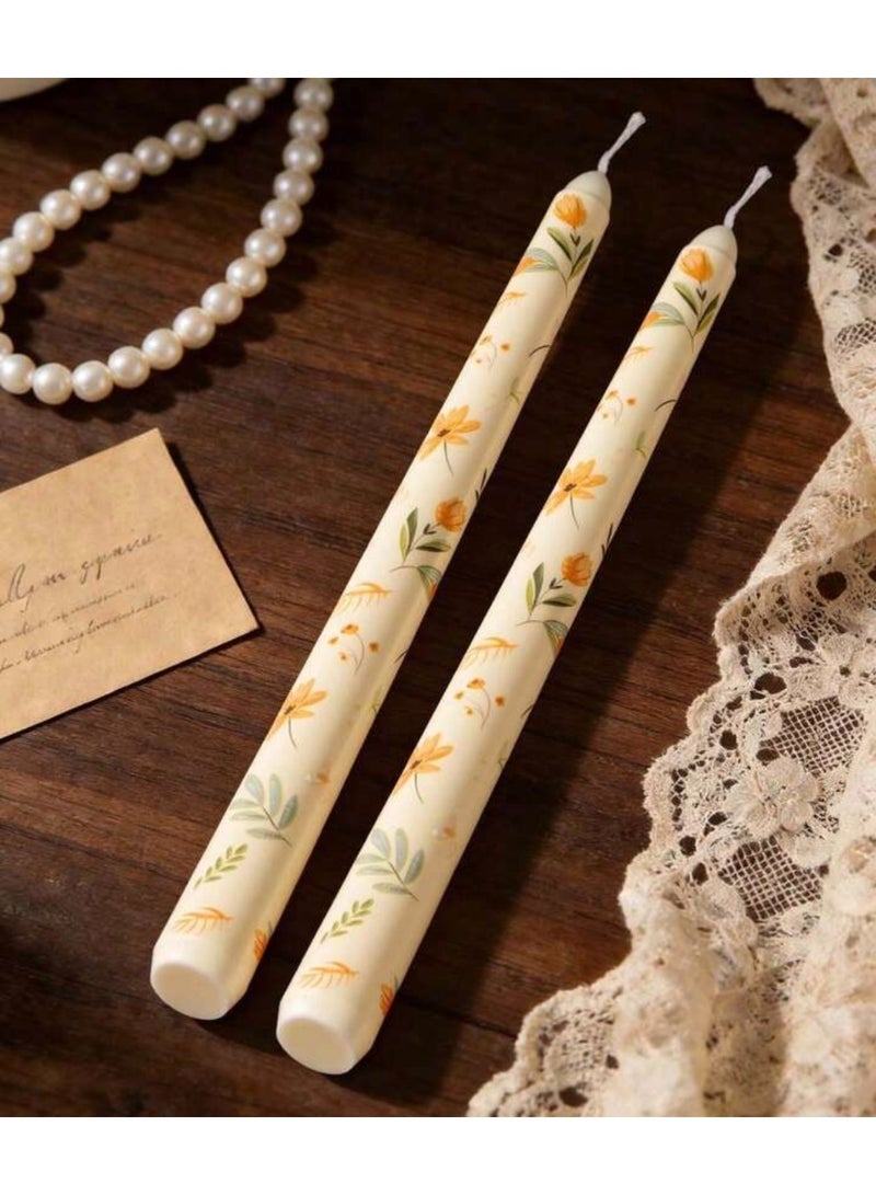 Sweet Cathy Taper Candle Floral Printed  Unscented and Smokeles Long Burning Candles 2pcs 25cm Ideal for Dinner Home Decor Gifts Parties Weddings - Image 3