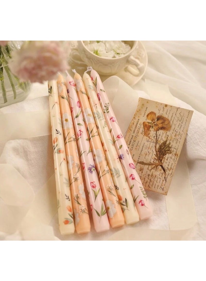 Sweet Cathy Taper Candle Floral Printed  Unscented and Smokeles Long Burning Candles 2pcs 25cm Ideal for Dinner Home Decor Gifts Parties Weddings - Image 5