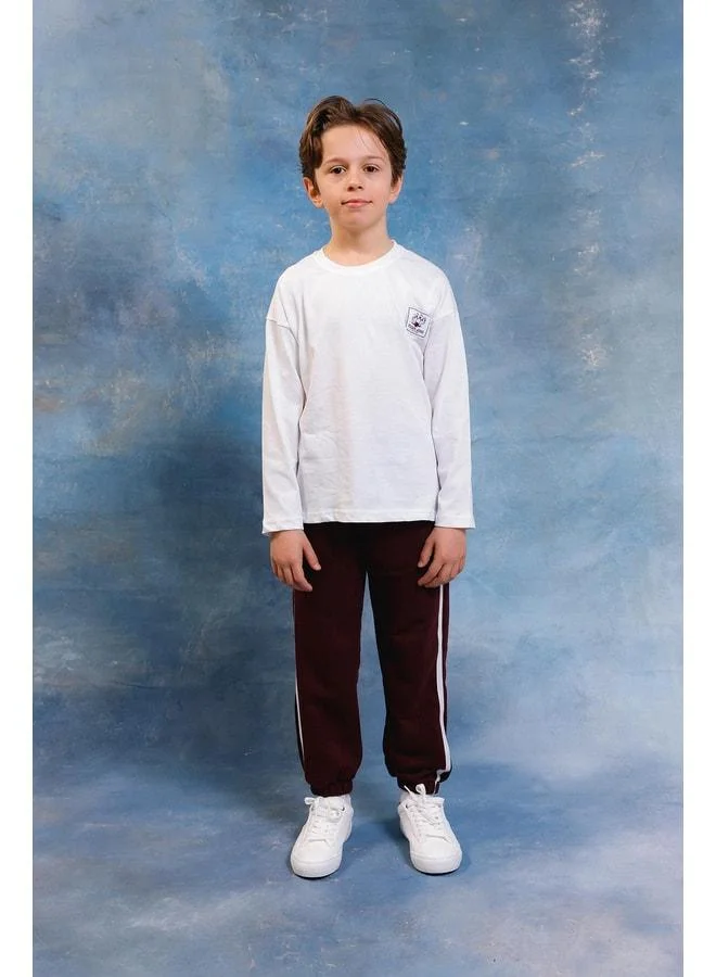 Perendi Boy's Bowling Print Long Sleeve T-Shirt & Jogger Set.