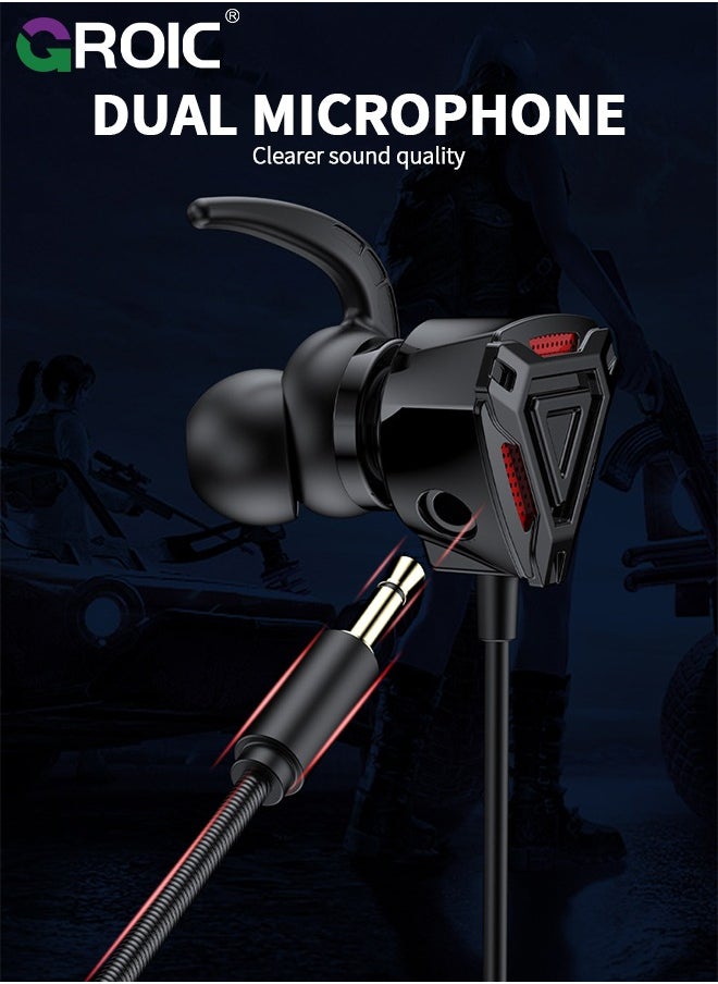 GROIC Gaming Headset Gamers Hands-Free Headset Game Earphone With Volume Control And Dual Microphones Compatible With Nintendo Switch, Ps4, Xbox One, Mobile Phones, Tablets, And Laptops  - Image 5