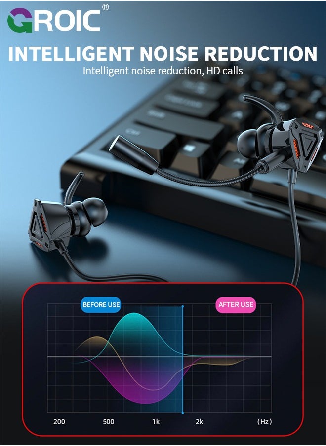 Gaming Headset Gamers Hands-Free Headset Game Earphone With Volume Control And Dual Microphones Compatible With Nintendo Switch, Ps4, Xbox One, Mobile Phones, Tablets, And Laptops