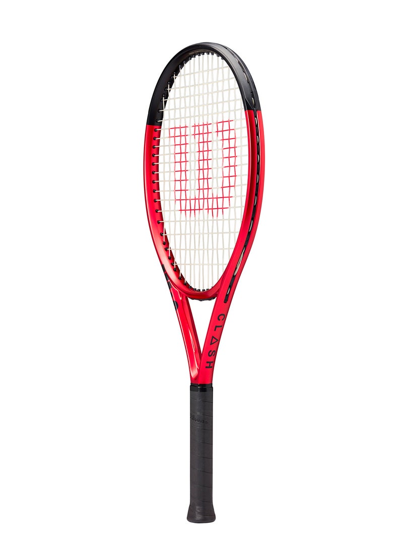 Wilson Clash 26 V2 Tennis Racket, Head 100, 16x19, Junior Intermediate - Red/ Black - Image 3