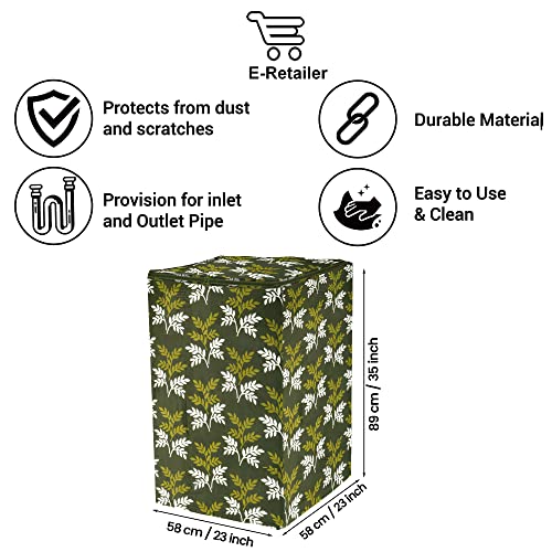 E-Retailer Washing Machine Cover for Top Load 5kg to 7.5kg | Light Weight Dustproof Cover with Zip Enclosure | Leaf Fully Automatic Washer Protector for Indoor Outdoor Use | Size 23x23x35 Inch - Image 3
