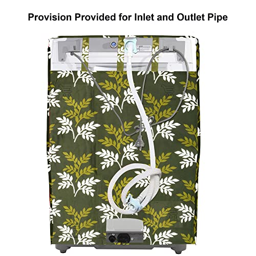 E-Retailer Washing Machine Cover for Top Load 5kg to 7.5kg | Light Weight Dustproof Cover with Zip Enclosure | Leaf Fully Automatic Washer Protector for Indoor Outdoor Use | Size 23x23x35 Inch - Image 2