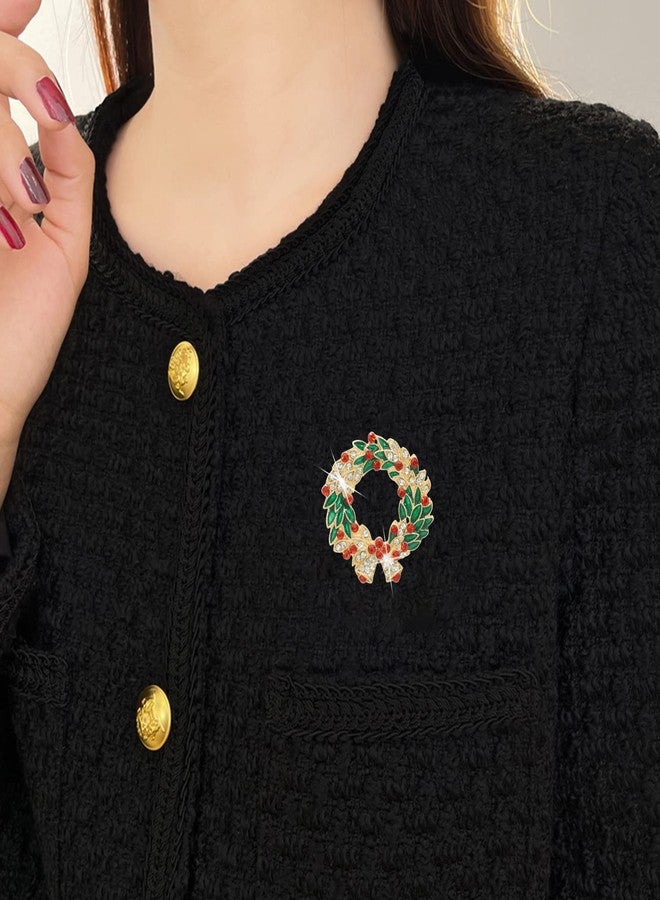 إيثون بروش إكليل عيد الميلاد للنساء والفتيات، دبوس صدر ملون، مجوهرات، زينة عيد الميلاد، هدية، جرس جلجلة - Image 2