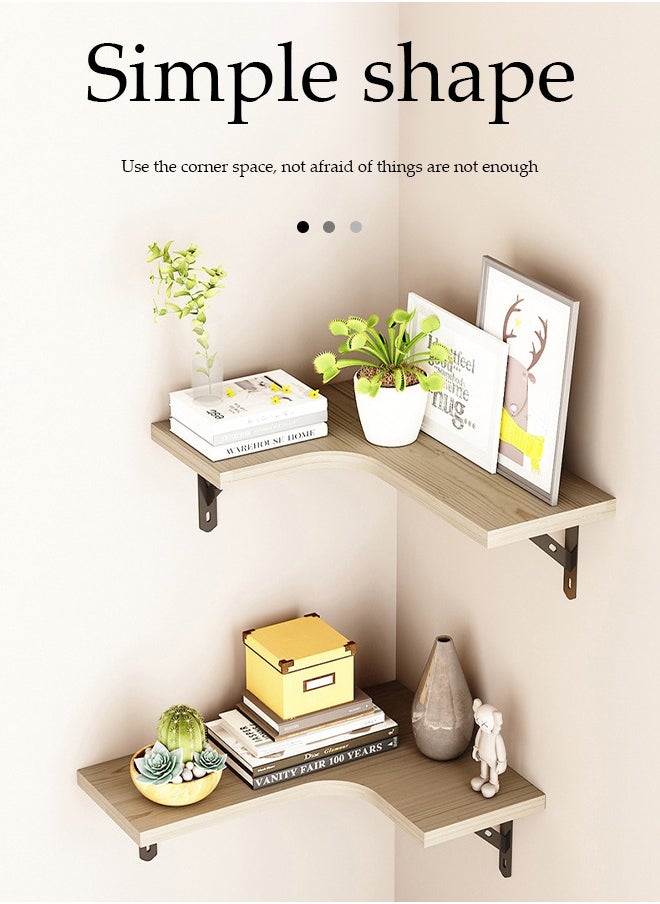 DUNISO 3 Pieces of Wall mounted floating shelves,wooden storage racks, corner hanging display racks，with metal brackets, suitable for bedrooms, living rooms, bathrooms, kitchens, and offices  - Image 5