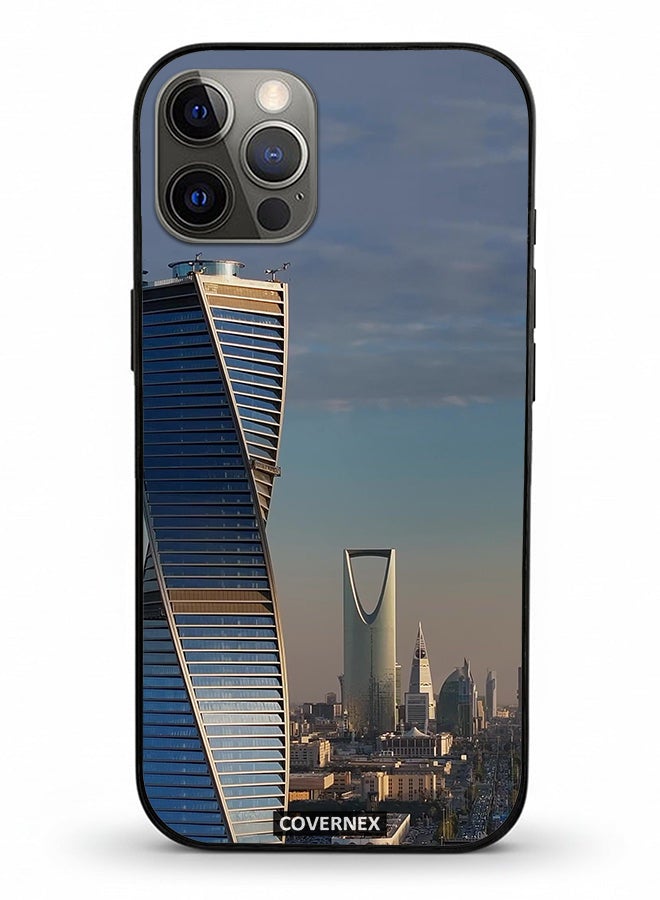 Covernex Apple iPhone 12 Pro Protective Case Cover Printed Featuring Modern Riyadh Skyline - Image 2