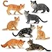 Toymany 8PCS Grey Orange Cat Figurines Set Realistic Cat Figures Kitten Toys Cat Cake Toppers Easter Egg Birthday Gift for Kids Children - Image 3