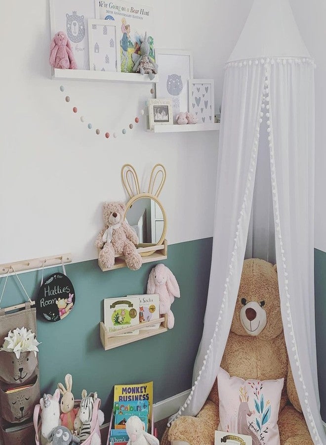 LOAOL Bed Canopy with Pom Pom Cotton Canopy for Kids Crib Baby Girl Netting Cover Canopy Crib Curtain Reading Nook Hanging Tent Nursery Play Game Castle Room Decoration (White) - Image 5