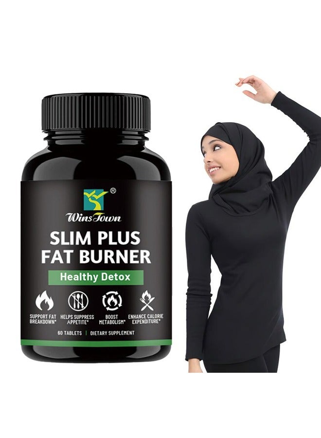 وينز تاون Slim Plus Natural Fat Burner Slimming Tablets - 60 أقراص / مربع ، تأثيرات مزدوجة لحرق الدهون وإزالة السموم ، محفز الأيض ، قمع الشهية لفقدان الوزن - Image 1