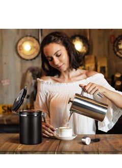 Y&D Coffee Container Airtight 624g Beans Canister Stainless Steel Vacuum Seal Storage Jar with Fresh Calendar, Black  - Image 3