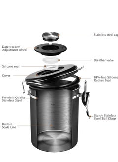 Y&D Coffee Container Airtight 624g Beans Canister Stainless Steel Vacuum Seal Storage Jar with Fresh Calendar, Black  - Image 5