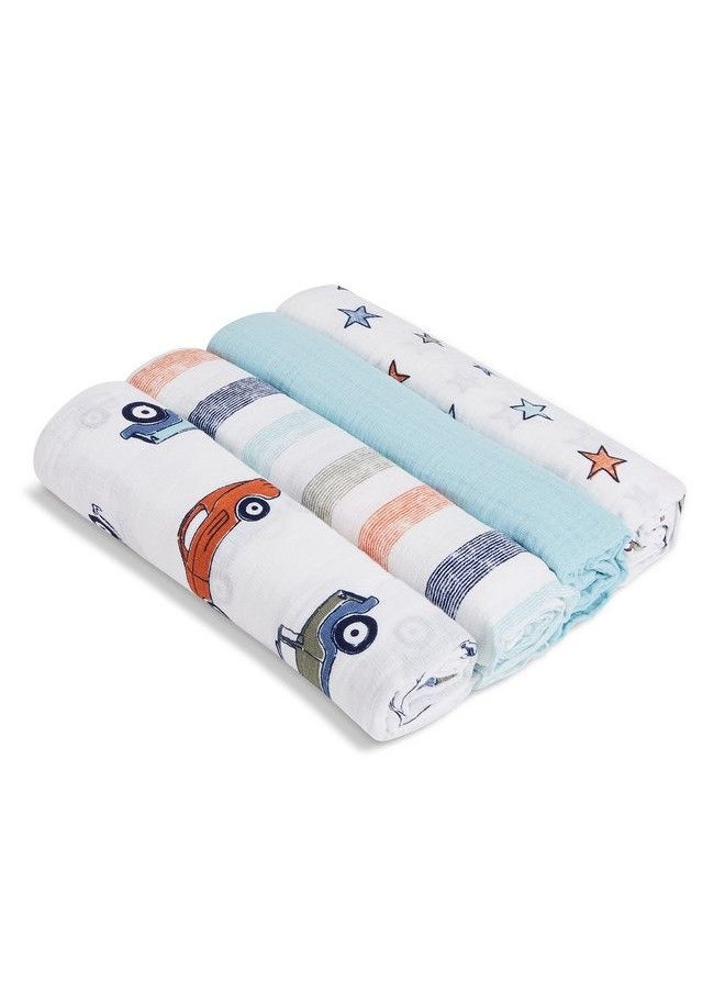 MOM'S HOME Organic Muslin New Born Baby Gift Setblue White11 Items  - Image 4
