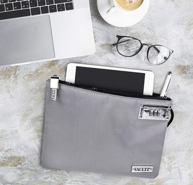 Vaultz Money Bag with Lock - 7 x 10 Inches, Men & Women's Locking Accessories Pouch for Cash, Bank Deposits, Wallet, Medicine, Phone and Credit Cards - Gray - Image 5