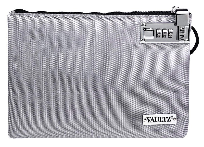 Vaultz Money Bag with Lock - 7 x 10 Inches, Men & Women's Locking Accessories Pouch for Cash, Bank Deposits, Wallet, Medicine, Phone and Credit Cards - Gray - Image 1