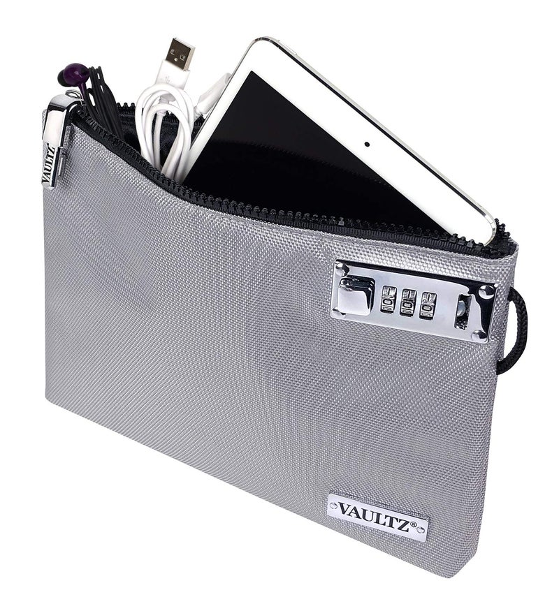 Vaultz Money Bag with Lock - 7 x 10 Inches, Men & Women's Locking Accessories Pouch for Cash, Bank Deposits, Wallet, Medicine, Phone and Credit Cards - Gray - Image 2
