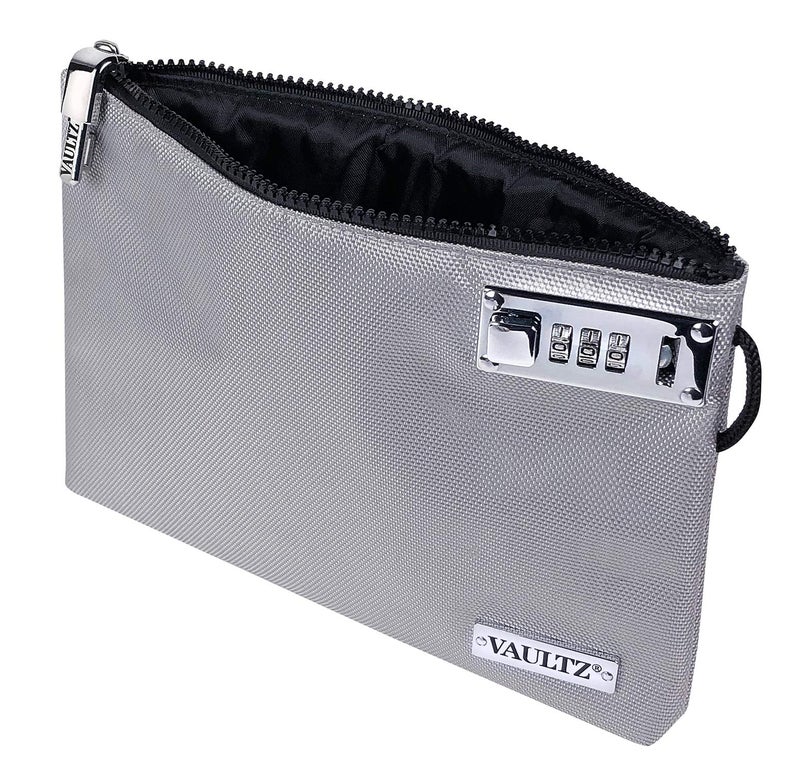 Vaultz Money Bag with Lock - 7 x 10 Inches, Men & Women's Locking Accessories Pouch for Cash, Bank Deposits, Wallet, Medicine, Phone and Credit Cards - Gray - Image 3