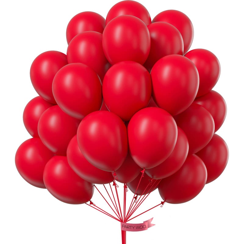PartyWoo Red Balloons 50 pcs 12 Inch Matte Red Balloons Red Latex Balloons for Balloon Garland or Balloon Arch as Birthday Party Decorations Wedding Decorations Baby Shower Decorations RedY57 - Image 2