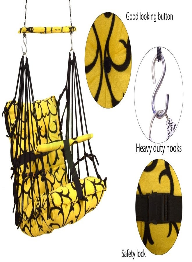 Windson Craft Cotton Baby Hanging Swing for Kids jhula 1-5 Years Swings Cradle Chair uyyala New Born Baby Gifts Foldable and Washable with Safety Belt, Home & Garden (Yellow) - Image 4