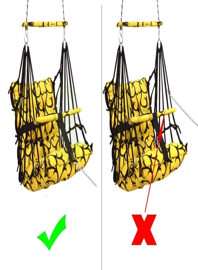Windson Craft Cotton Baby Hanging Swing for Kids jhula 1-5 Years Swings Cradle Chair uyyala New Born Baby Gifts Foldable and Washable with Safety Belt, Home & Garden (Yellow) - Image 3