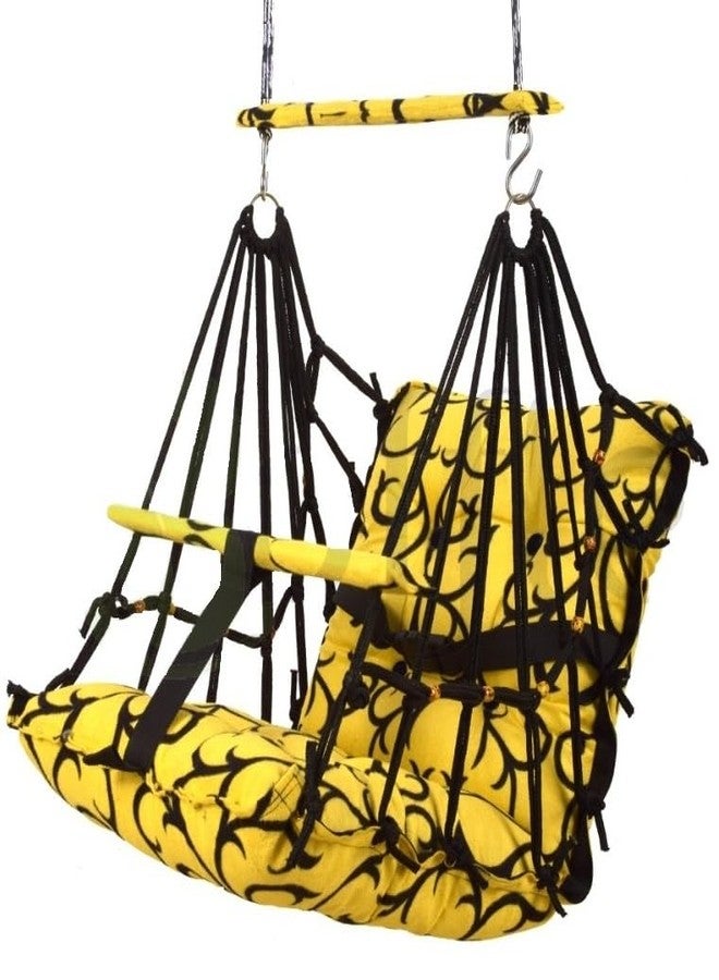 Windson Craft Cotton Baby Hanging Swing for Kids jhula 1-5 Years Swings Cradle Chair uyyala New Born Baby Gifts Foldable and Washable with Safety Belt, Home & Garden (Yellow) - Image 1