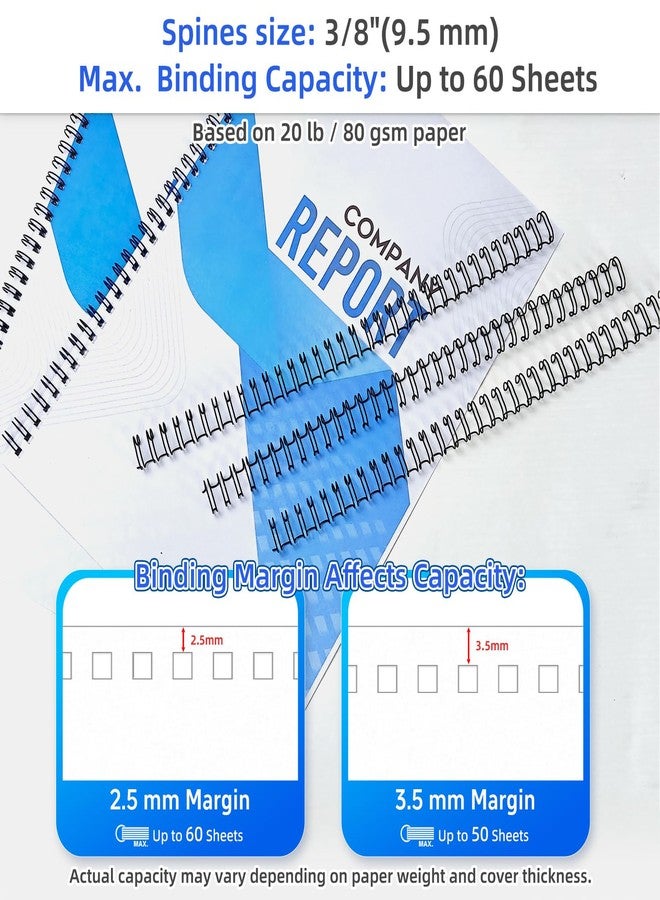 Rayson Double Loop Binding Wires 3/8 Inch - 3 to 1 Pitch Wire Binding Capacity 60 Sheets, 11 inch Length, 32-Loop Black Wire Ring Pack of 100 to Bind Reports and Projects - Image 4