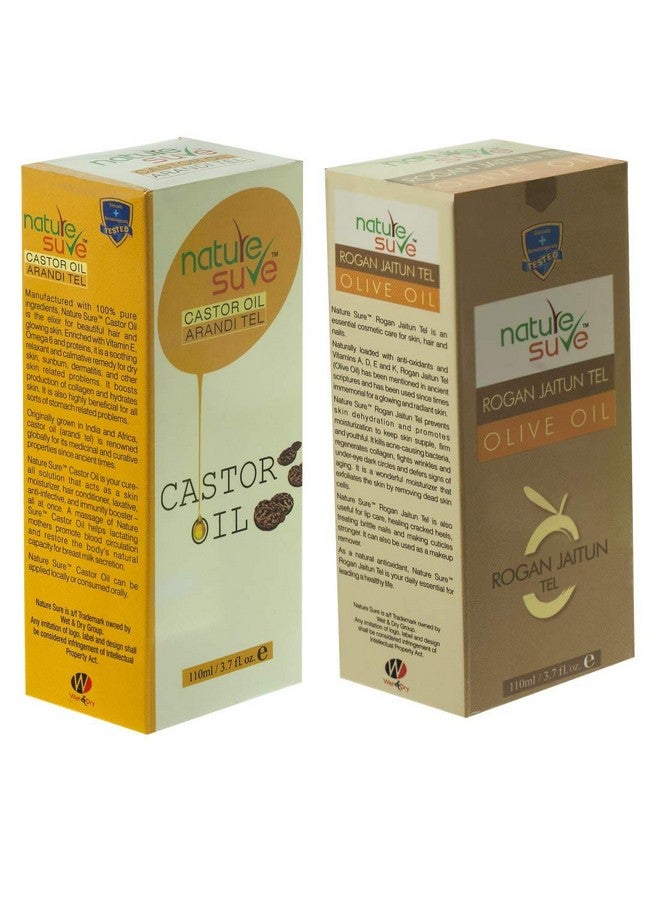 Nature Sure Combo - Castor Oil 110Ml (Arandi Tail) And Rogan Jaitun Tail (Olive Oil) 110Ml - Image 1