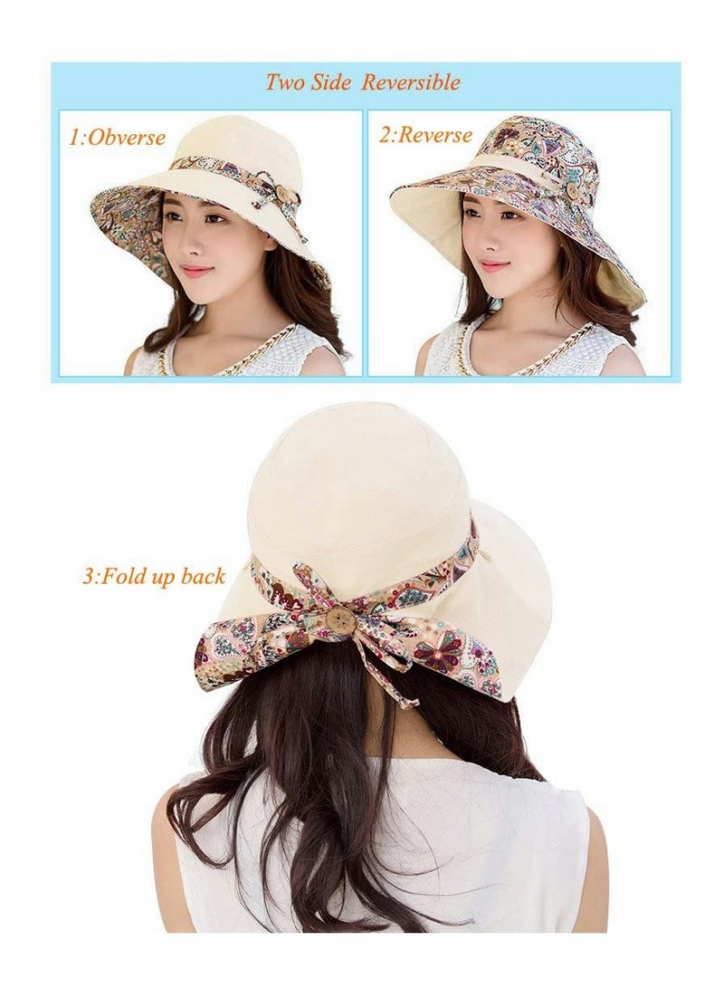 Excefore Womens Sun Hat Summer UPF 50+ UV Protection Beach Hat Foldable Wide Brim Cap - Image 3