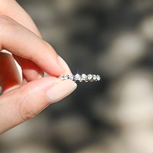 EAMTI 2mm 925 Sterling Silver Wedding Band Round Cubic Zirconia Full Eternity Stackable Engagement Ring for Women Size 7 - Image 2