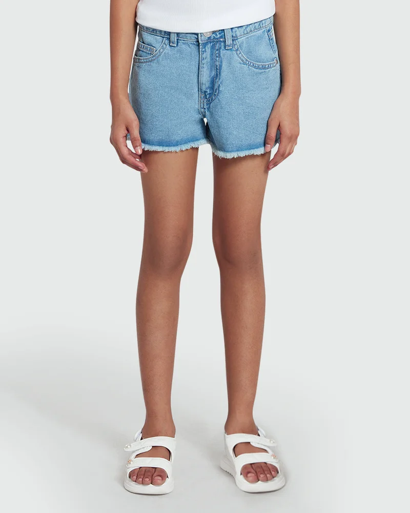 او في اس Medium Blue Bow Shorts For Girls By OVS