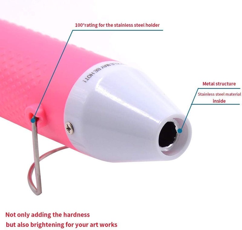 MOFA Heat Gun, Embossing Mini Heat Gun,Hot Air Gun For Craft with Stand For DIY Embossing And Acrylic Paint Dryer,Multi-Purpose Electric Heating Nozzle 150W 110V (Pink,White) - Image 3
