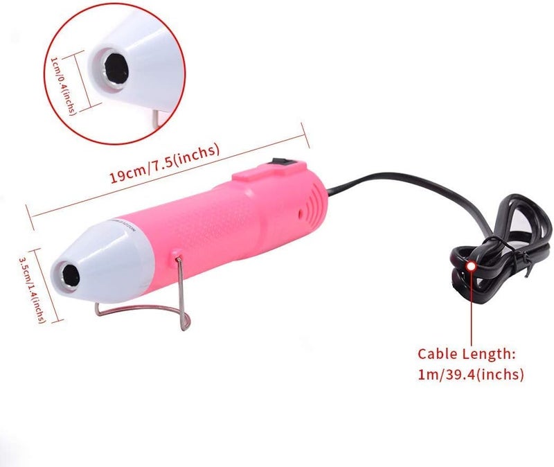 MOFA Heat Gun, Embossing Mini Heat Gun,Hot Air Gun For Craft with Stand For DIY Embossing And Acrylic Paint Dryer,Multi-Purpose Electric Heating Nozzle 150W 110V (Pink,White) - Image 2