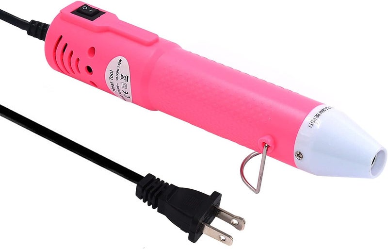 MOFA Heat Gun, Embossing Mini Heat Gun,Hot Air Gun For Craft with Stand For DIY Embossing And Acrylic Paint Dryer,Multi-Purpose Electric Heating Nozzle 150W 110V (Pink,White) - Image 1
