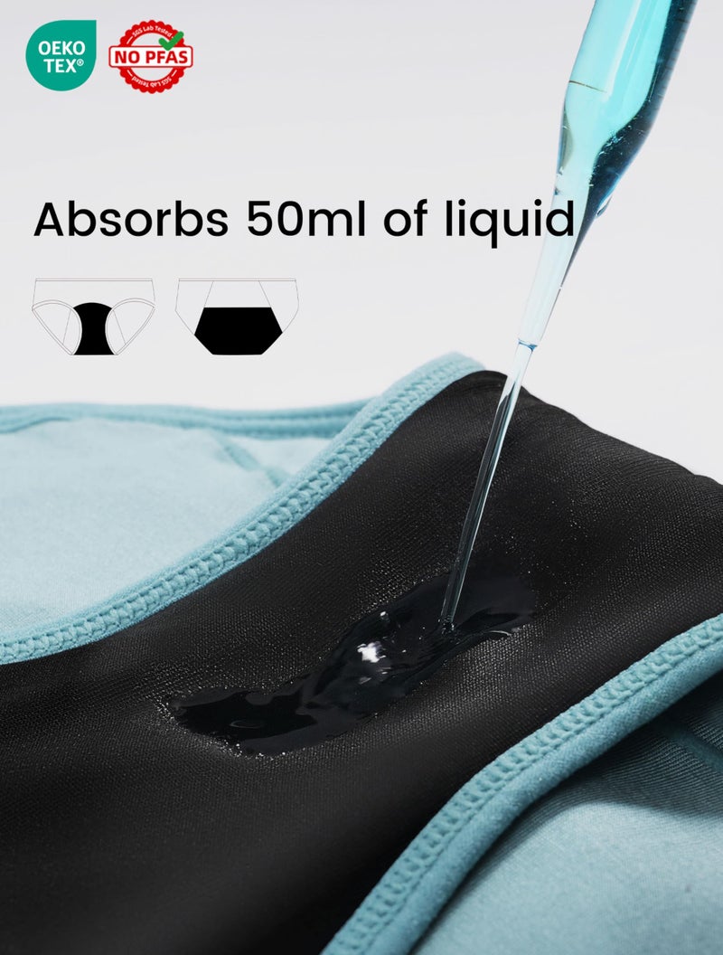 TIICHOO Period Underwear for Women Heavy Flow Soft Menstrual Panties Teens Ladies Leakproof Incontinence 5 Pack (1 Black/1 Light Grey/1 Burgundy/1 Rose Gold/1 Turquoise Green, Medium) - Image 3