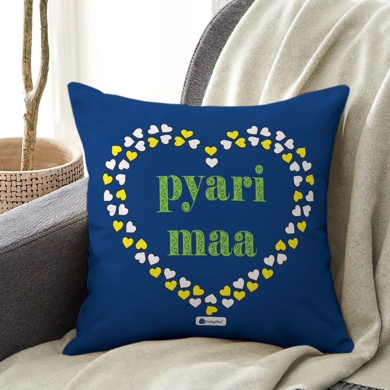 Indigifts Pyari Maa Trending Coffee Mug and Cushion Cover 12x12 with Filler Blue House Warming Gift for Mom Mother on her Birthday Anniversary Mothers Day Special Day Home Decor - Image 3