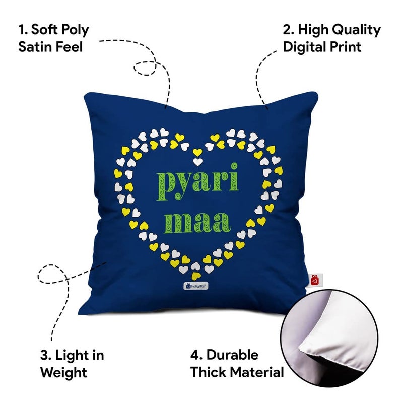 Indigifts Pyari Maa Trending Coffee Mug and Cushion Cover 12x12 with Filler Blue House Warming Gift for Mom Mother on her Birthday Anniversary Mothers Day Special Day Home Decor - Image 4