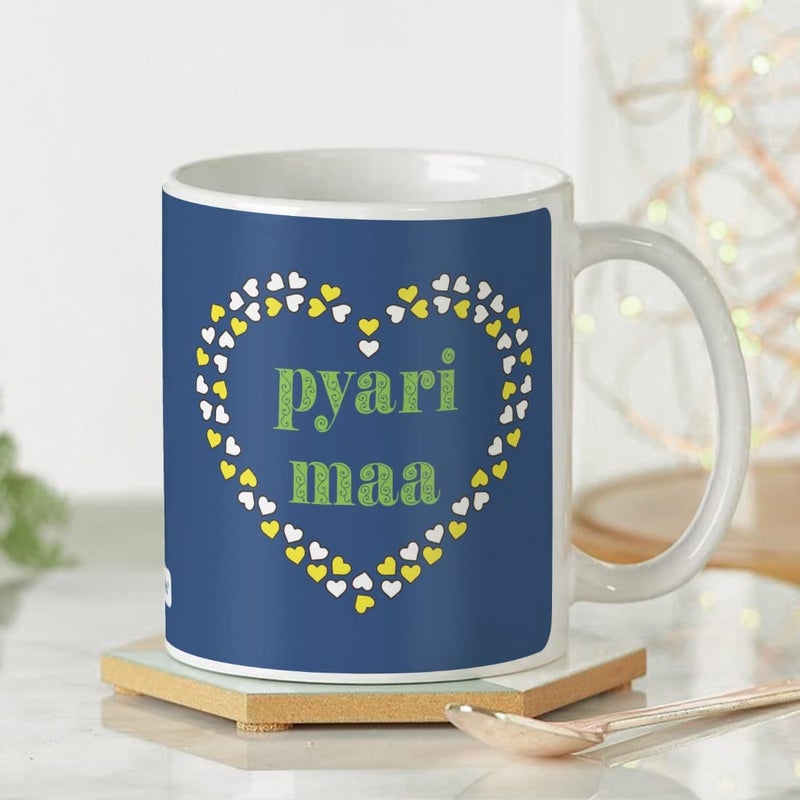 Indigifts Pyari Maa Trending Coffee Mug and Cushion Cover 12x12 with Filler Blue House Warming Gift for Mom Mother on her Birthday Anniversary Mothers Day Special Day Home Decor - Image 5