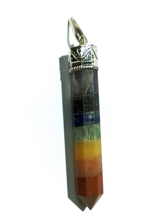 CA AGATE Seven Chakra Pencil Point Pendant Necklace Healing Natural Crystal - Image 1