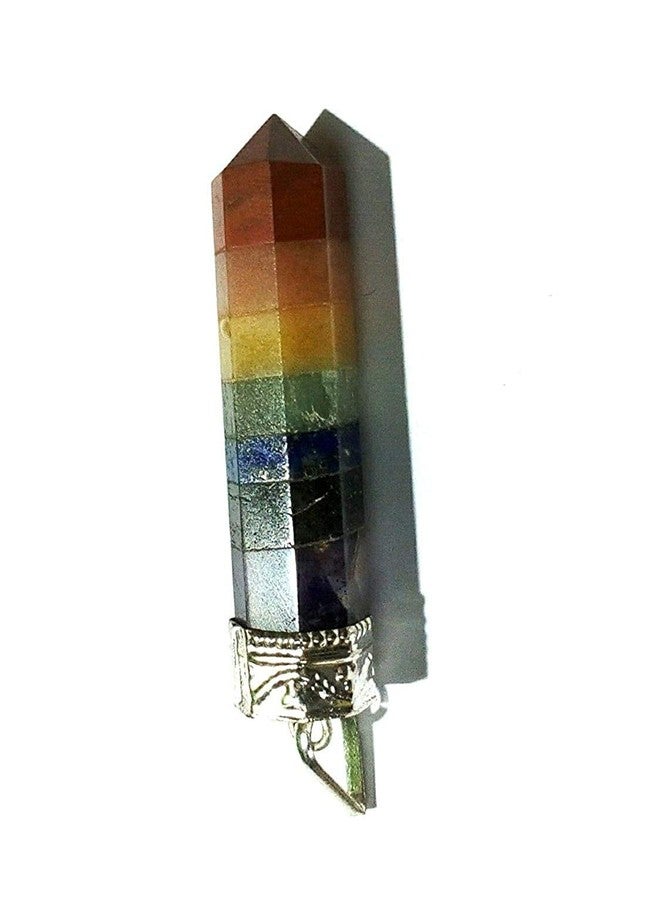 CA AGATE Seven Chakra Pencil Point Pendant Necklace Healing Natural Crystal - Image 2