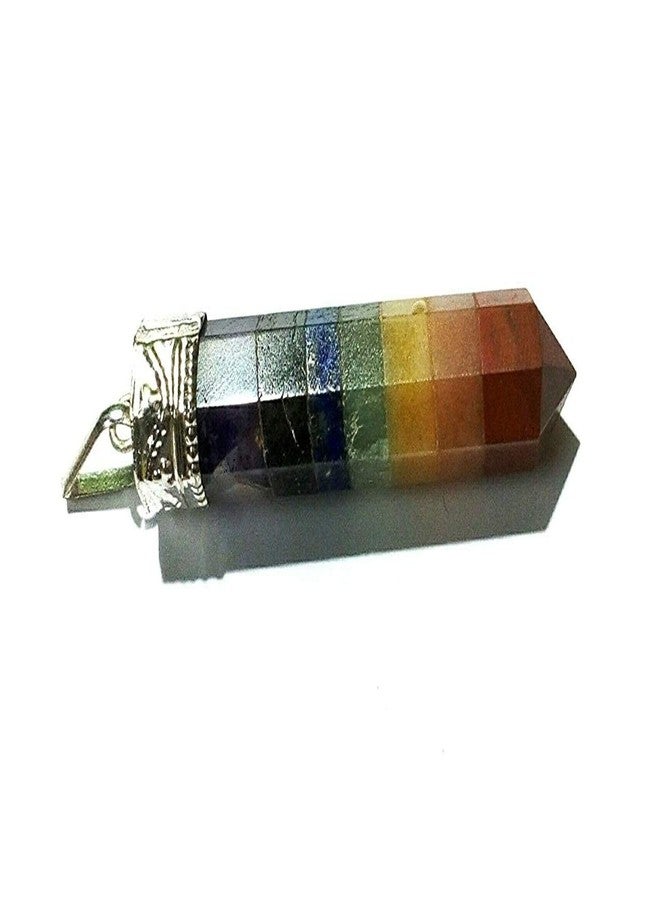 CA AGATE Seven Chakra Pencil Point Pendant Necklace Healing Natural Crystal - Image 3