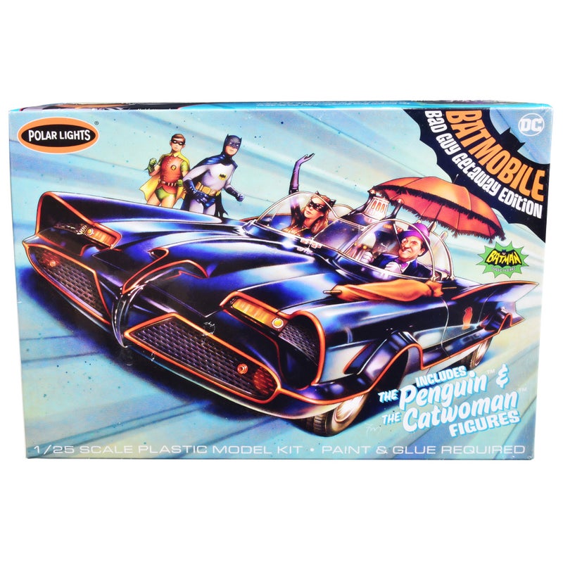 Polar Lights Skill 2 Model Kit 1966 Batmobile ""Bad Guy Getaway Edition"" With Penguin And Catwoman Figures ""Batman"" (1966-1968) Tv Series 1/25 Scale Model By Polar Lights - Image 2